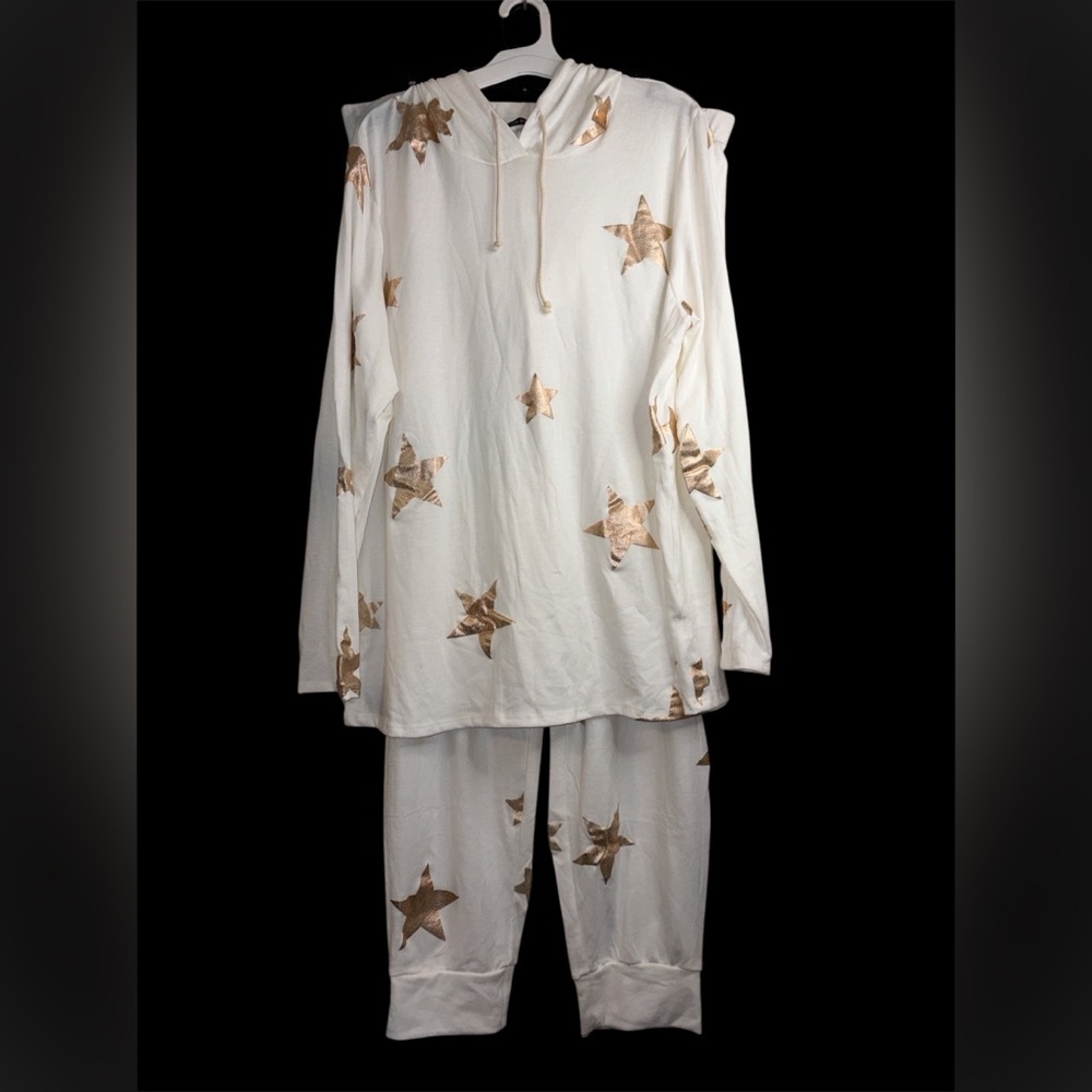 Story Teller NWOT Women’s Starry White and Gold Lounge Set Size 3X #414